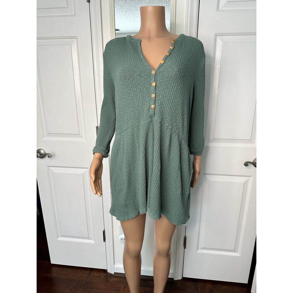 Free People Beach Green Ribbed Dress XS